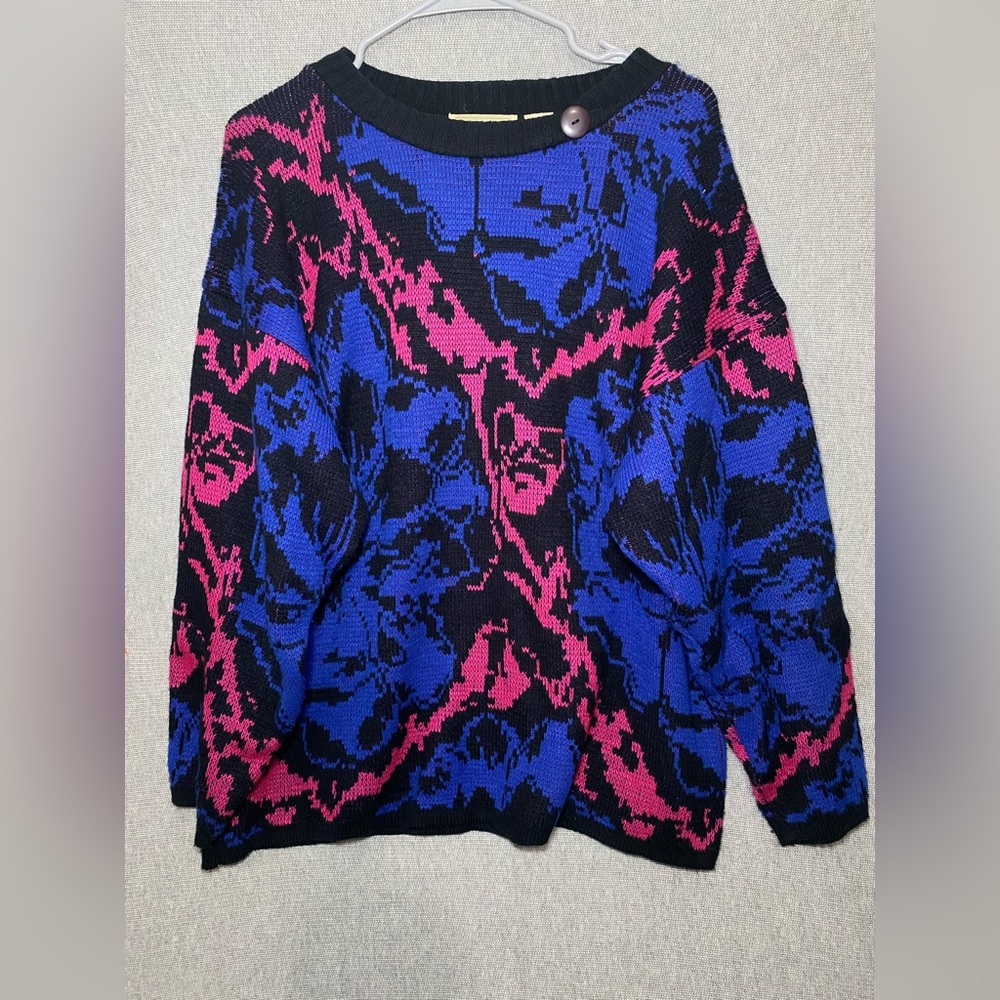 Vtg Colter Bay International Pullover Granny Sweater Women’s 42 Abstract Floral